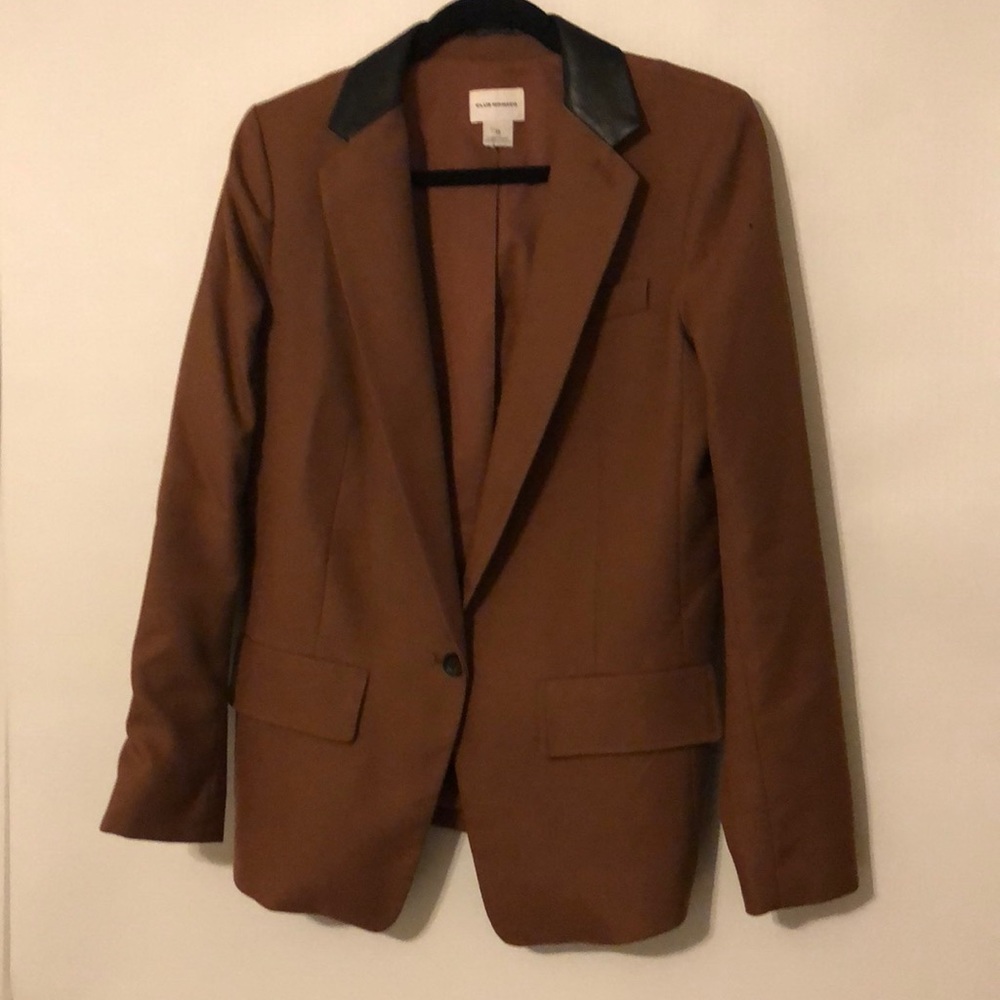 Club Monaco blazer with leather collar size 12